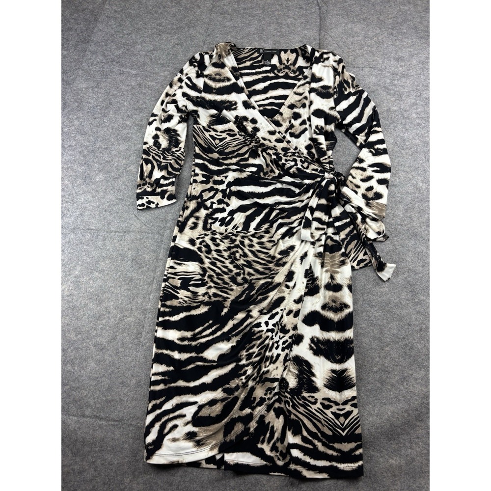 INC Womens M Cheetah Print Surplice Mini Dress Mob House Wife Y2K Sexy Club 00s